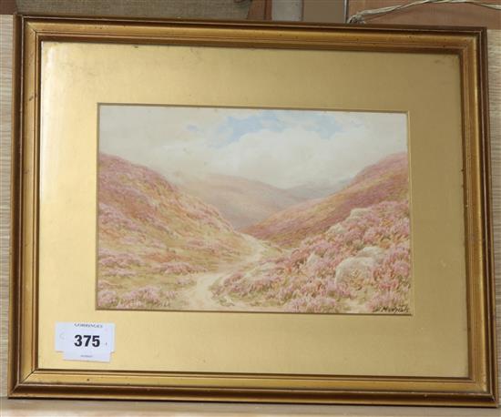 Bertrum Morrish, watercolour, moorland scene, signed, 7 x 10.5in.